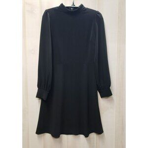 Banana Republic Black Dress, High Neck, Size 4, Long Sleeves, NO BELT, Back Zip